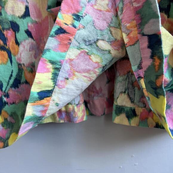 GAP Puffed sleeve linen-blend floral smocked midi Dress - Picture 11 of 14